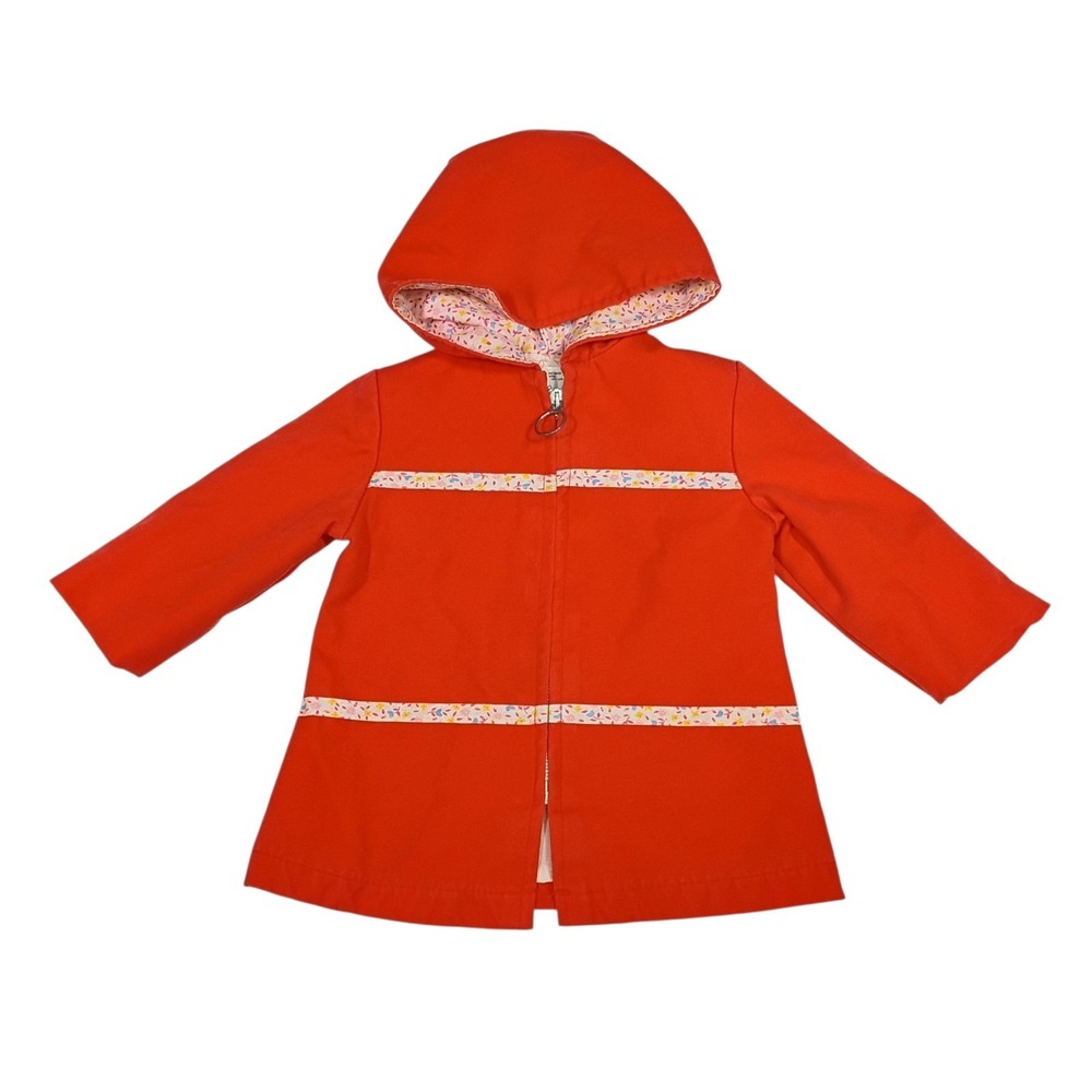 Vintage Toddler Girls‎ SEARS Canvas Hooded Jacket size M 21-26# Floral Zip-up